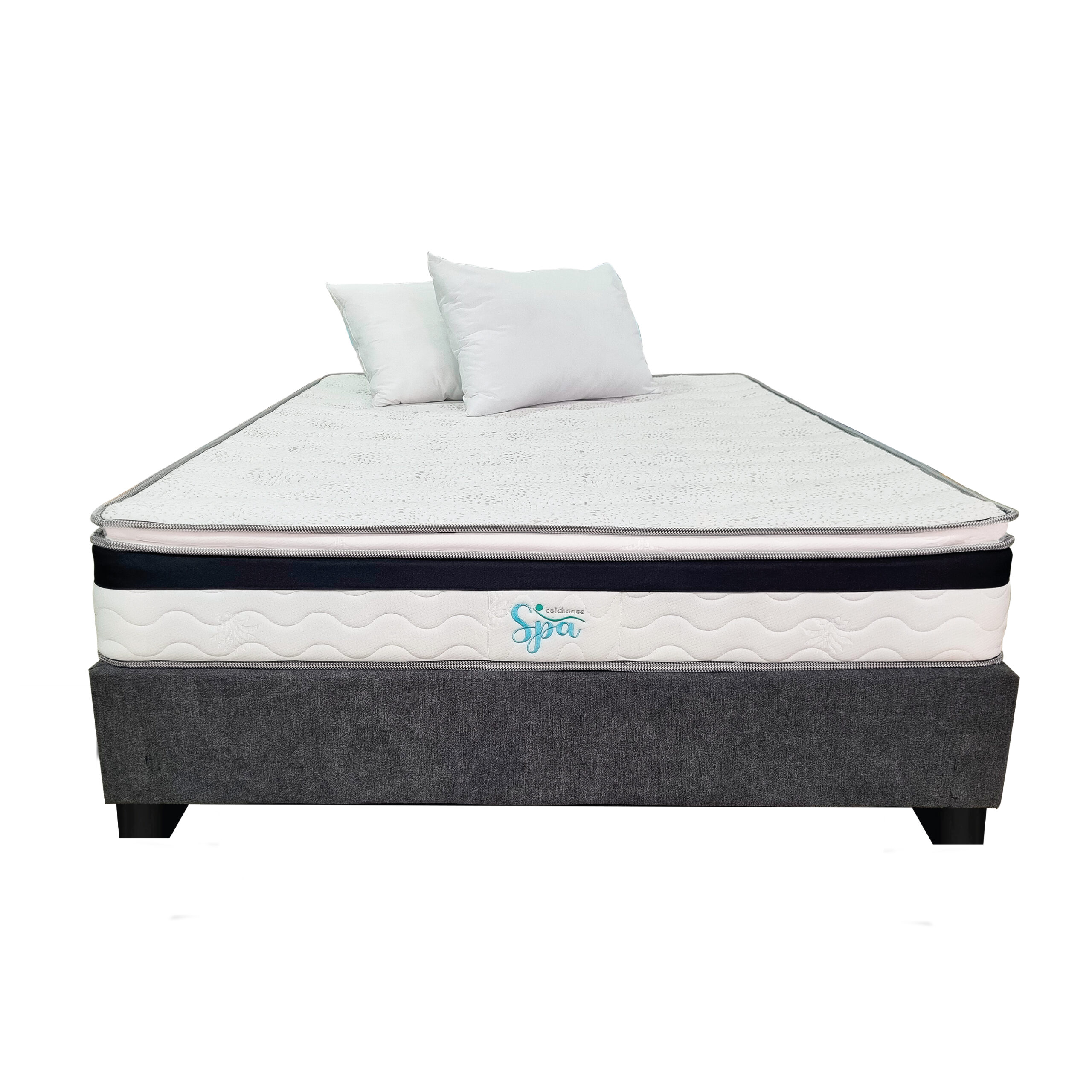 Combo Colchón Eco + Basecama Classic + 2 Almohada Silicone Plus Spa